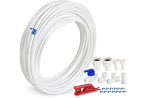 1PLUSSELECT Regrigerator Water Line Kit, 49.2 Ft Extra Long Fridge Ice Maker Water Line Kit, 1/4” O.D.Leak-Proof & Long Lifetime Water Tubing Hose & Connect for Fridge Ice Maker RO Systems Water Filter Faucet