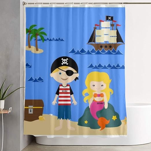 Amazon Com Pirate Chest Mermaid Boat Ship Bathroom Shower Curtain Decorative Toilet Celebrate Ornament Picks Set Prints Themed All Supplies Accessories Sale Indoor Home Room Kitchen Dining