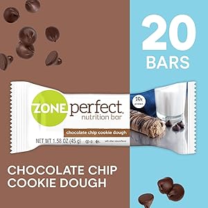 ZonePerfect Protein Bars, Chocolate Chip Cookie Dough, High Protein, With Vitamins & Minerals (20 Count)