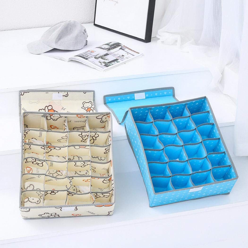 Minlop 24 Grids Cell Bra Underwear Drawer Organiser, Closet Dividers Wardrobe Organiser Storage Box for Socks, Neck Ties, Scarves, Handkerchiefs