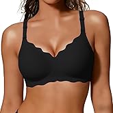 COCOMARTS Jelly Bras for Women No Underwire Scalloped Push Up Wireless Bralettes Seamless Soft Comfort Everyday Tshirt Bra