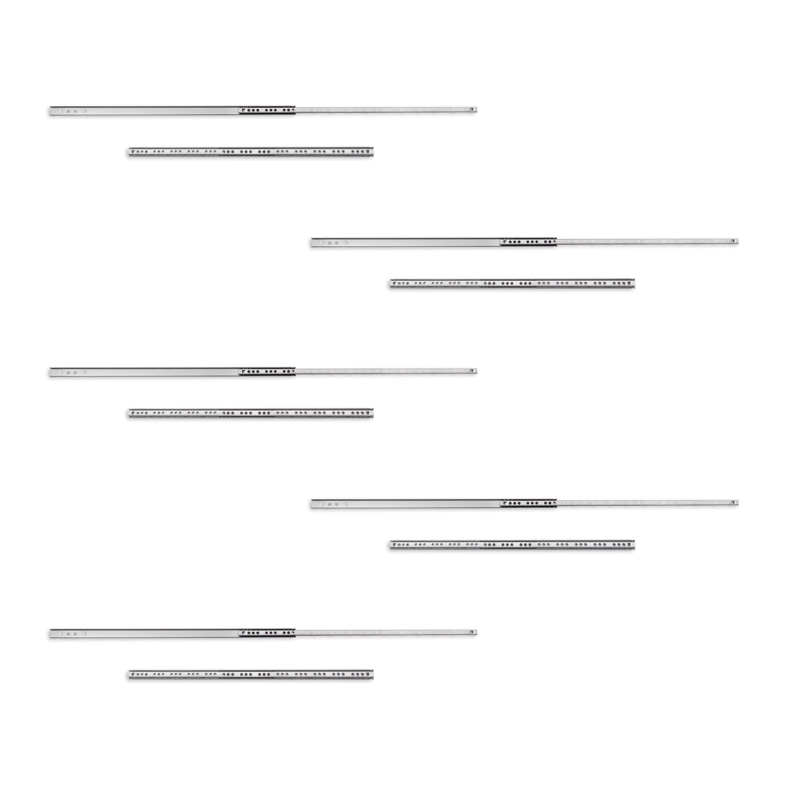 Emuca - Ball bearing drawer slides, partial extension drawer runners for furniture, 17 x 438mm (0,66 x 17,24 inch), Set of 5 pairs