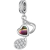 Fuguangju Music Note Charm 925 Sterling Silver Music Note Heart Charm for Bracelets Music Jewelry Gifts for Women