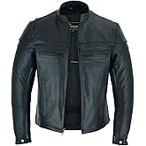 Vance Leather Men's Premium Leather Racer Jacket with Vents