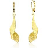 925 Sterling Silver Twisted Dangle Earrings for Women Hypoallergenic Handmade Earrings 14k Gold Plated Leverback Drop Dangle Earrings Trendy for Women Jewelry Gifts