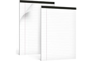 EYROZILL Note Pads, Legal Pads 8.5'' x 11'', 25 Sheets per Notepad, Wide Ruled Lined Note Pad, 2Pack, White, Notepads for School, College, Business, Office