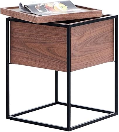 End Table Sofa Side Table Side Table End Tables Nordic Storage Coffee Table Iron Walnut Tea Table Rotatable Sofa Corner Table Bedroom Living Room Bedside Table 43 43 58cm Amazon Co Uk Kitchen Home