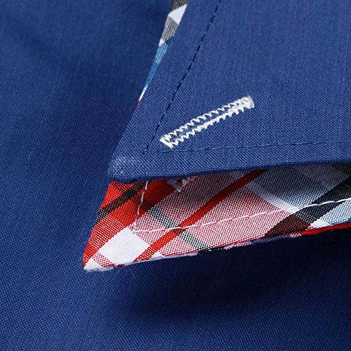 Ximandi Men's Summer Double Collar Slim Patchwork Short Sleeved T-Shirt Top Blouse Blue - Thumbnail 5