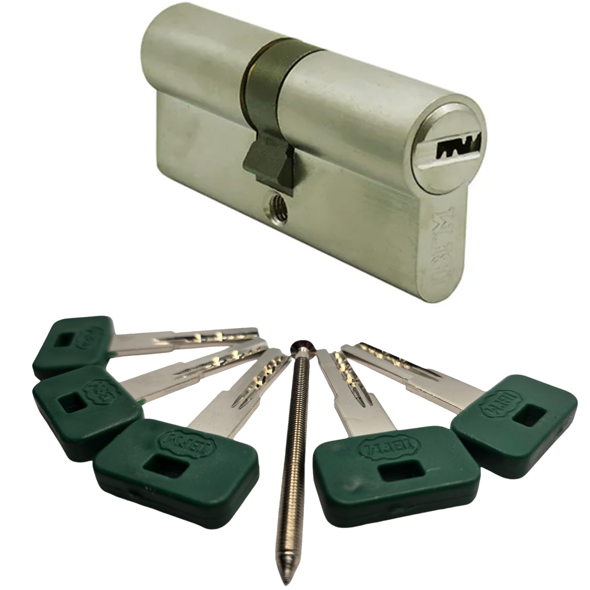 Euro Cylinder 90mm Lock Door Barrel Lock Made of Solid Brass, Chrome Matt Finish Security Cylinders with Five Keys (45mm/45mm)