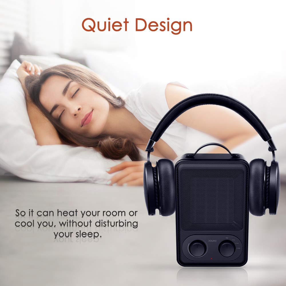 Uverbon Mini Calentador de Ventilador 1800W / 900W - Calentador de Espacio de Cerámica y Bajo Consumo de Energía con Protección contra Sobrecalentamiento y Volcado para Oficina, Hogar