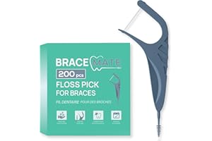 Floss Picks for Braces, 200 Count – Orthodontic Flossers with Slim Threader & Bracket Brush – Easy Daily Oral Care for Braces