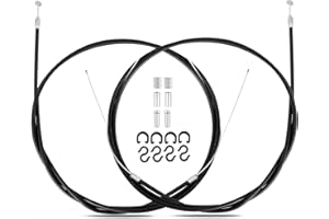 Universal Standard Bicycle Brake Cable Set - Front and Rear Brake Cable, Free End Caps Accessories, Black