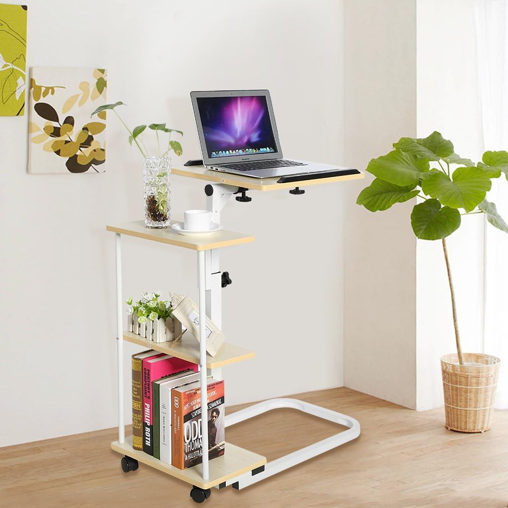 Wakects Roll-Computertisch - Höhenverstellbarer Beistelltisch Mit 4 Rollen