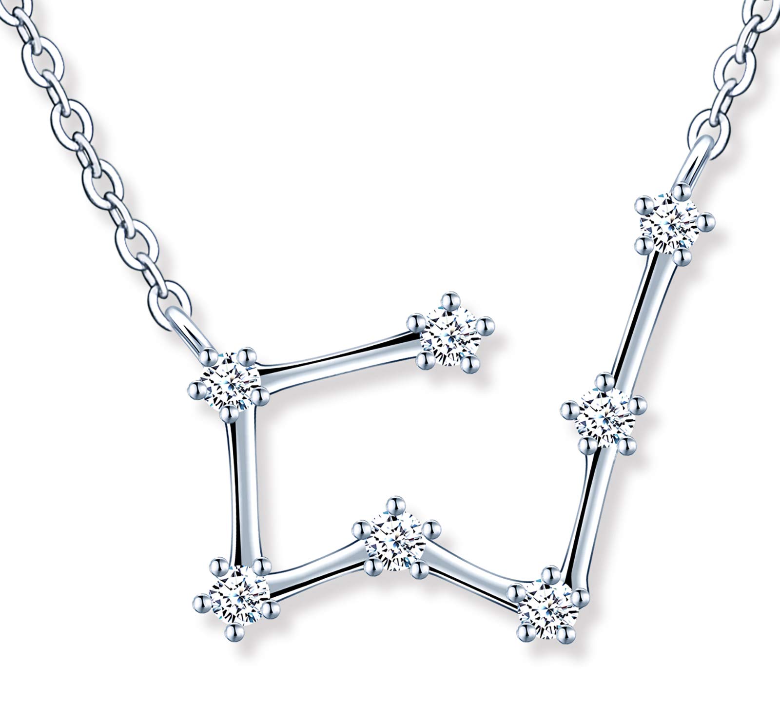 MicLee Women's Girl's Necklace, 925 Sterling Silver, Twelve Constellations Zircon, Taurus Pendant, Inlaid Zircon, Silver