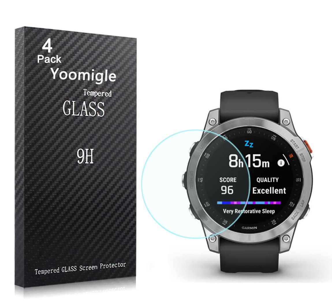 Yoomigle 4 Pack Compatible with Garmin Epix Gen 2 Screen Protector Tempered Glass for Garmin epix 2 Smartwatch Screen Protectors Cover Foils Glass Anti-Scratch Anti-Fingerprint No Bubble