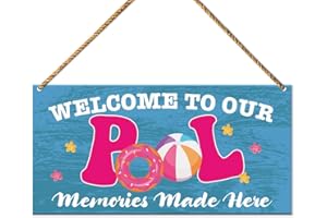 QVUXZ Summer Pool Wood Sign Decor, Outdoor Living Pool Patio Decor for Home Backyard Outside Porch Decorations, Swimming Pool Hanging Sign Decor, Memories Made Pool
