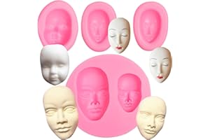 Human Face Silicone Mold 4 Pcs, Face Chocolate Fondant Mold for Cake Decoration Candy Sugar Cupcake Topper Cake Pop Popsicle 