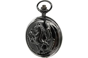 SIMAOTE Fullmetal Alchemist Pocket Watch Vintage Quartz Pocket Watch with Chain for Men Women Cosplay Accessories Anime Merch