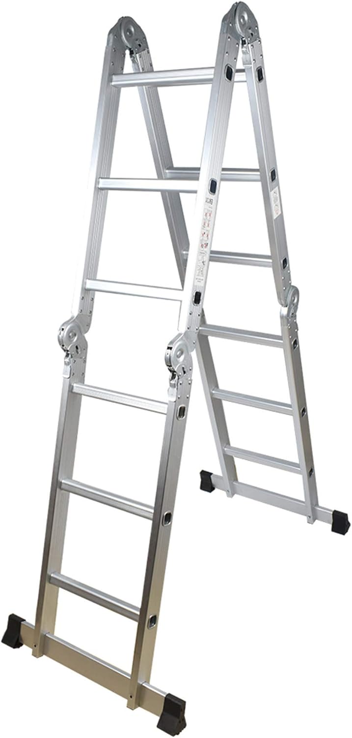 netuera Extension Ladder Folding Step Ladder Aluminum Multi - Use Heavy Duty Step Ladder Staircase Ladder Wall Ladder Scaffold Ladder 11.8FT/3.6M with Safety Locks, 330 LBS Capacity, Non-Slip Mats - - 