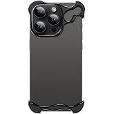 aidvaia Frameless Phone Case Crafted for iPhone 15 Pro Max Black | Compatible with Lens Camera Protection, Metal Minimalist Design, Extremely Highlighting Personality