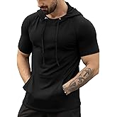 Aiyino Men's Short Sleeve Hoodie Workout Gym Sweatshirt Muscle Fit Fashion Athletic Hoodies Pullover Hooded T-Shirts
