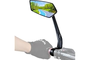 RBRL Bike Mirror Rotatable HD Crystal Clear Glass Bike Mirrors Handlebar Rearview Mirror, Wider View Bicycle Mirrors for electric bike, Scratch Resistant Bike Rear View Mirror(Handlebar-Left)