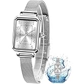 Taxau Women's Square Watch Mesh Bracelet Stainless Steel Rectangular Dress Watches for Women Fashion Business Analog Quartz Ladies Small Wrist Watch