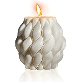Knot Ball Candle Beautiful Handmade Pillar Scented Soy Wax, Elegant Pillar Bubble Candle Housewarming Gift Home Room Shelf Decor Idea Spiral Candl(White Medium)