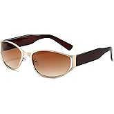 Azoxus Trendy 2000s Sunglasses Men Women Cool Y2K Sun Glasses Wrap Around Futuristic Oval Lens Y2K Shades