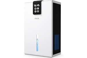 PSOS Dehumidifier, Dehumidifiers for Home, 98 OZ Water Tank, (1000 sq.ft) Quiet Dehumidifier for Basement Bedroom Bathroom with Humidity Display, Auto Shut Off, Relaxing 7 Color Ambient Light(White)