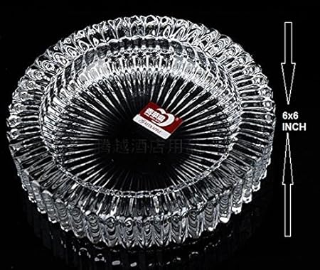 Supermall New 2018 Crystal Quality Glass Ash Plate 6x6 inch Tray, Round Tabletop, Glass Ashtray, Smoke Collectible Tribal Decoration-PM08