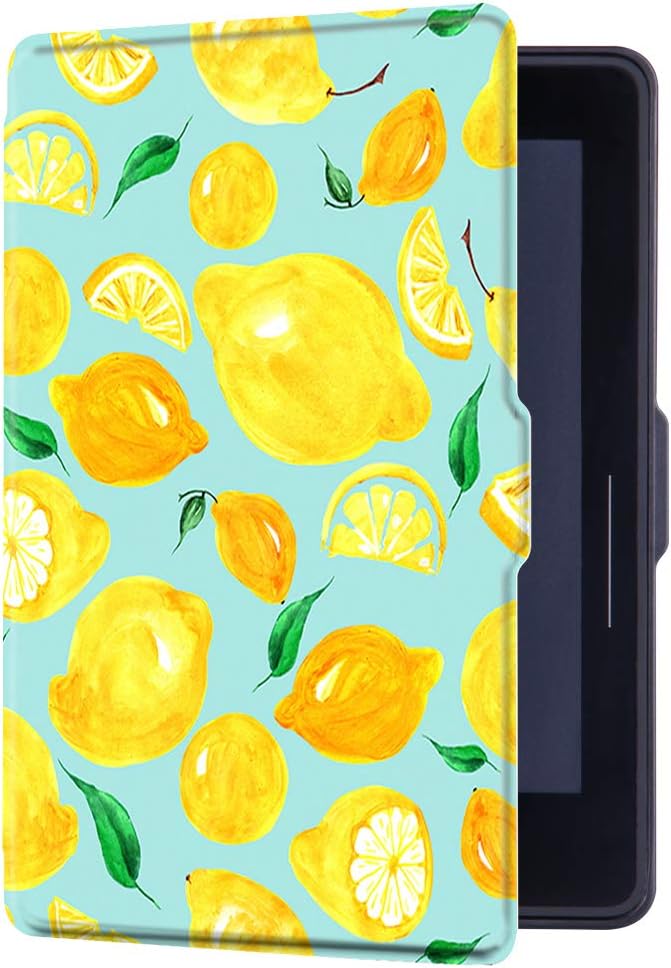 Painting Case for Kindle Voyage (300 PPI, 2014 Released) Only - Cover with Auto Sleep/Wake, Lemon