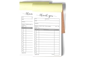 KORTTITALO 2 Packs 50-Set Thank You Receipt Book, Carbon Duplicate Copy Sales Receipt Form, Invoice Booklet for Stores, Warehouses, Offices, and Restaurants, 3.4x5.5 Handheld, 2-Part Carbonless-White/Yellow.