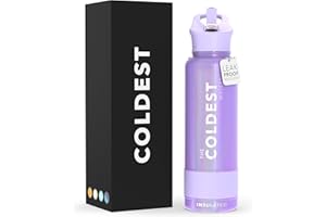 THE COLDEST WATER Coldest Sports Water Bottle with Straw Lid Vacuum Insulated Stainless Steel Metal Thermos Bottles Reusable Leak Proof Flask for Sports Gym(40 oz, Saturn's Moon Purple Glitter)