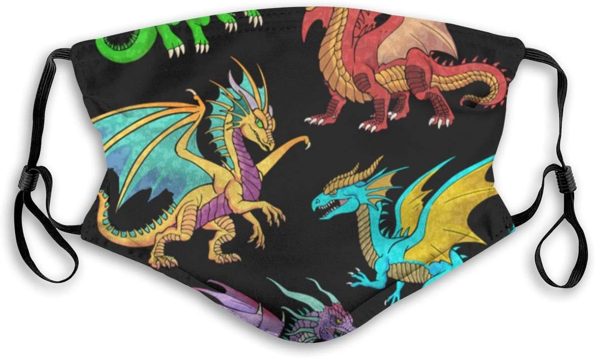 Unisex Print Mouth M-ask Colorful Rainbow Dragons Dust M-ask With Filter Anti-dust Mouth-Muffle - Fashion Dust M-ask With Filter BlackS