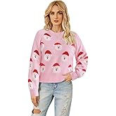 Rixiland Ugly Christmas Sweaters for Women Funny Santa Xmas Snowflake Holiday Party Cute Knitted Pullover Tops