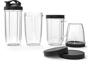 Replacement Blender Cup with Lids, Ganiza Blender Replacement Parts, with 4 Pack Cup Set and Cup Lid