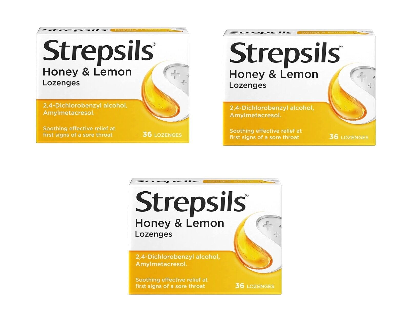 Strepsils Honey & Lemon Lozenges - Pack of 3 X 36 Count