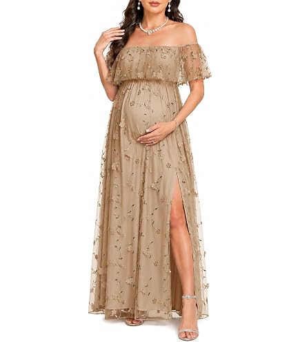 brown maternity dress for baby shower AISWI Sparkly Halter Neck A Line Long-Sleeve Raglan Pregnancy Dresses Semi Formal Photoshoot, Rust Orange, Small at Amazon Women's Clothing store Summer Decoration Asymmetrical Hem Color:Gold Champagne Bouquet Luxury Strapless A-Line Mini