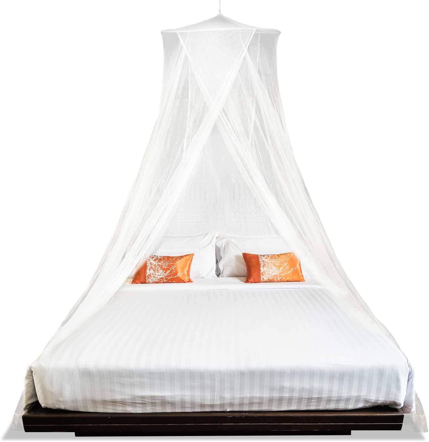 MEKKAPRO Extra-Large King Mosquito Bed Net, Made for King Queen and Twin, Two Openings Netting | Bed Canopy Curtains, White Mosquito Netting