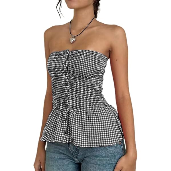 ミストレアス　Plaid Gathering Peplum Camisole ミストレアス Plaid Gathering Peplum Camisole Plaid Gathering