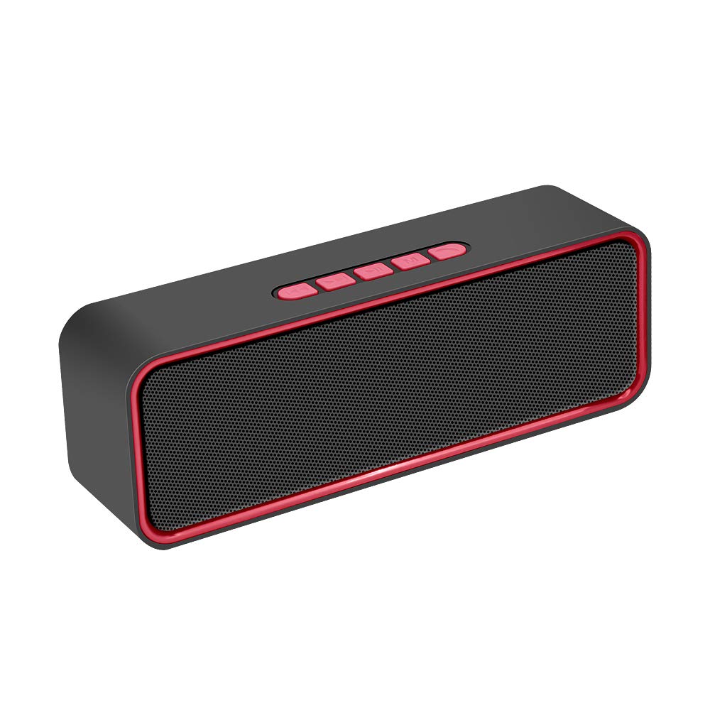 Kolaura Portable Wireless Speaker, Bluetooth 5.0 Speaker with 3D Stereo HiFi Bass, 1500mAh Battery, 12 Hour Playtime (Red)