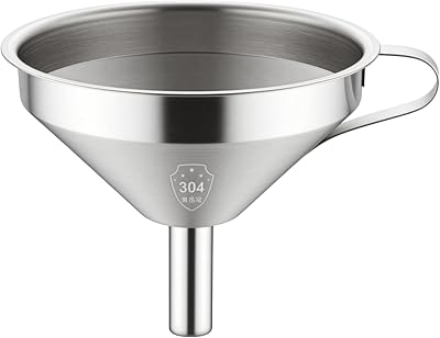 TIJAR Stainless Steel 10cm Funnel with Ring Holder – Food Grade, Dishwasher Safe
