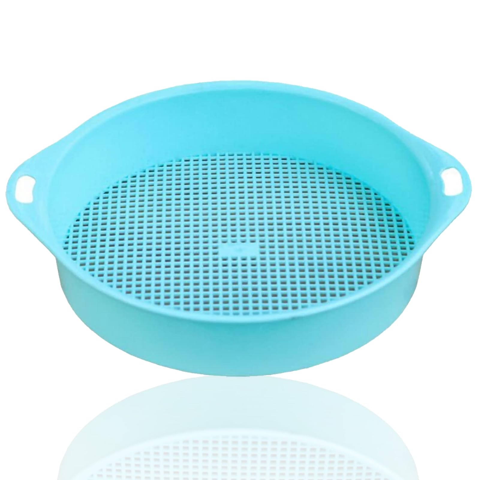 Rock Garden Sieve Soil Sifter 3mm, Round Plastic Gardening Soil Sifting Pan Garden Riddle Soil Sieve Sand Sifter Set, Sifter for Rocks Gravel Sifter for Small Gravel, Soil, Sand(Blue)