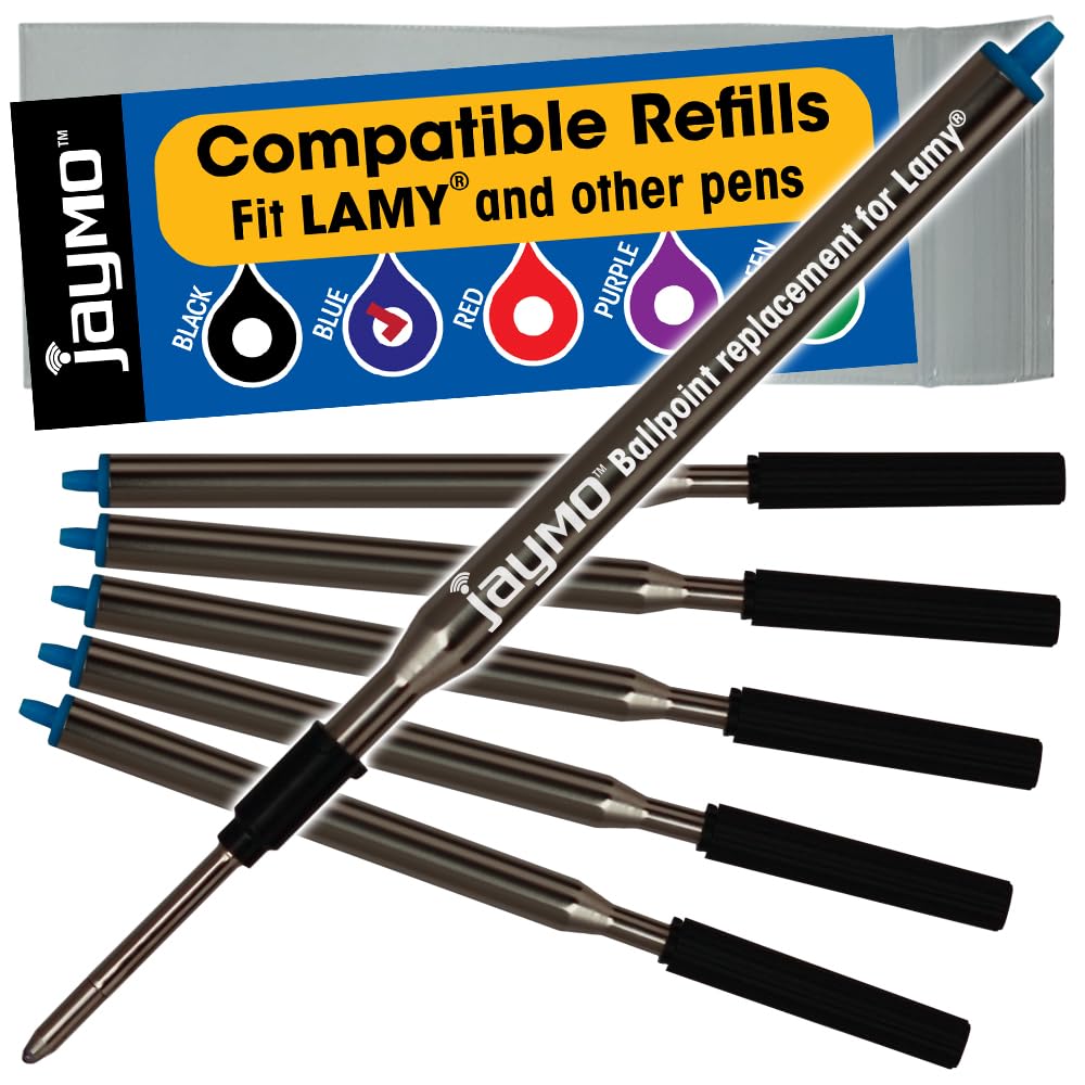 Jaymo Replacement for Lamy M16 1200152 - Measures 4.17 in / 106 mm Long - Ballpoint Pen Refill - 6 Blue