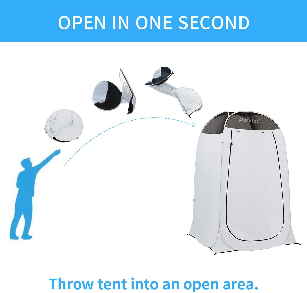 Alvantor Shower Tent Changing Room Outdoor Toilet Privacy Pop Up Camping Dressing Portable Shelter Teflon Coating Fabric 4’x4’x7' Patent: Sports & Outdoors