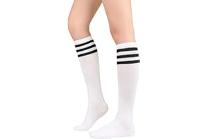 AMERICAN TRENDS Womens Athletic Knee High Socks Outdoor Sport Thigh High Stockings Casual Stripes Tube Socks