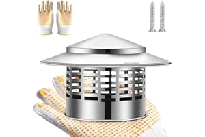 TyBasY 3/4/6/8 Inch Chimney Cap, Round Roof Rain Chimney Cover, 304 Stainless Steel Cone Top Chimney Cap with Screen, Chimney Cover for Vents, Rain Cap (6 inch)