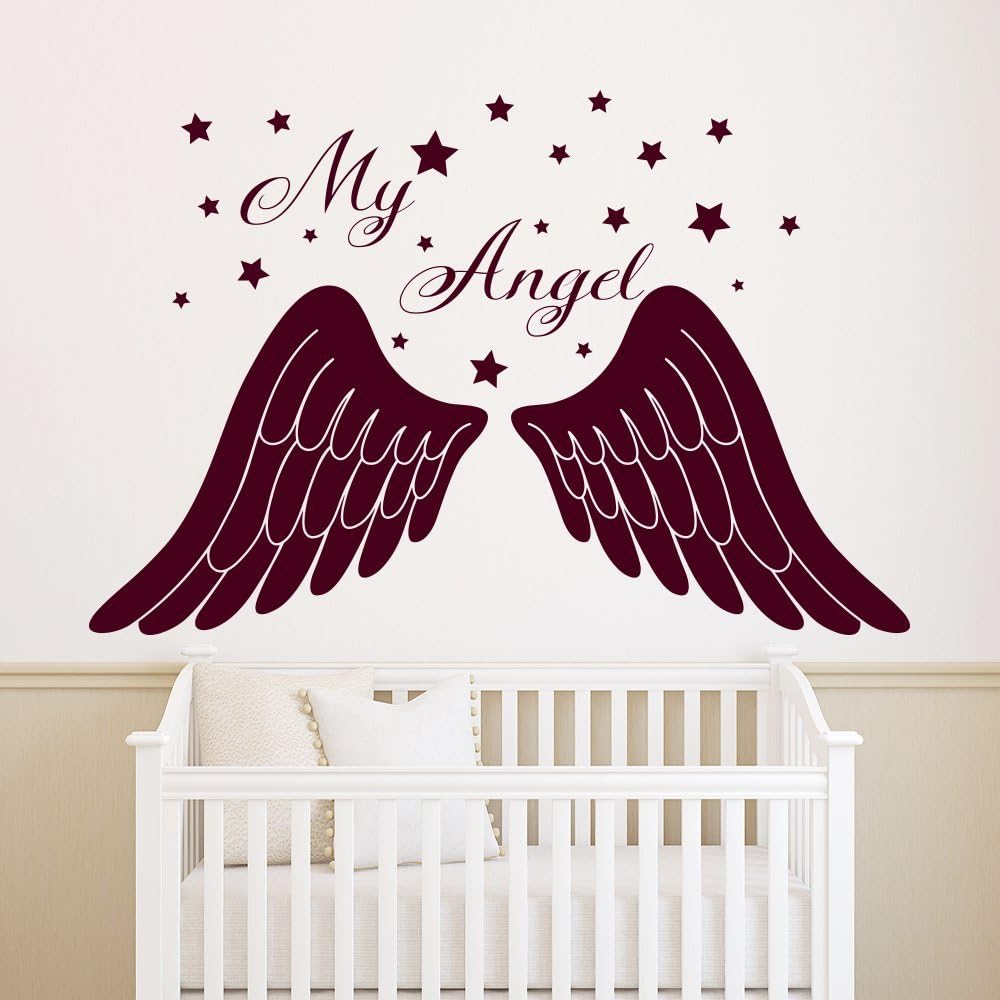 My Angel Wall Decals Wings Feather Decal Star Vinyl Stickers Nursery Baby Room Bedroom Decor Art Interior Home Decorations A366