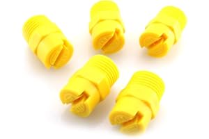DGZZI Flat Fan Spray Tip 5PCS 1/2 Inch Male Threaded 65 Degree PP Standard Veejet Yellow Nozzles